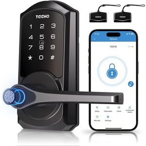 TEEHO Smart Lock, Fingerprint Door Lock with Handle, Keyless Entry Door Locks